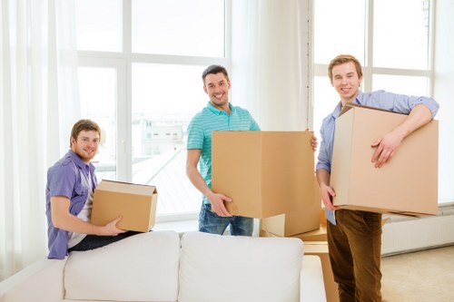 Packed moving boxes prepared for removals in Clapham Common