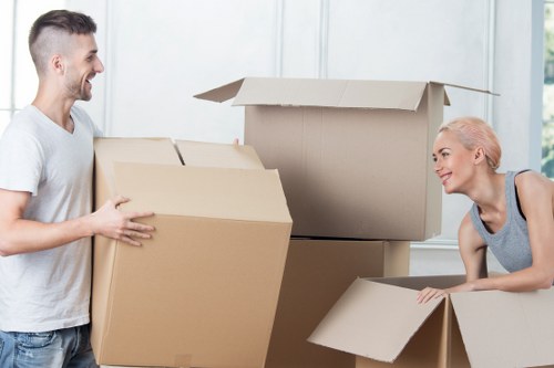 Securely packed removal items inside a van